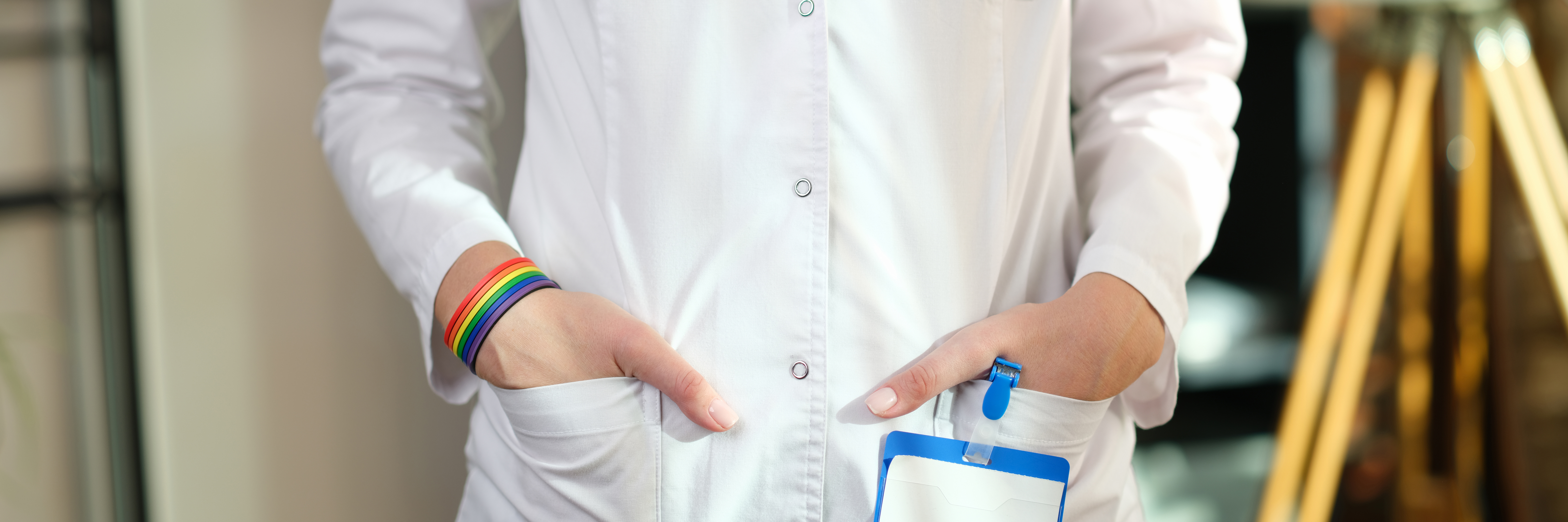 Physician with Rainbow Pride Bracelet