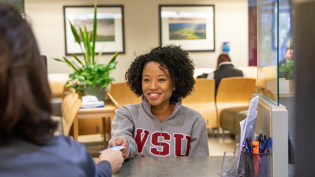 Student in WSU sweatshirt